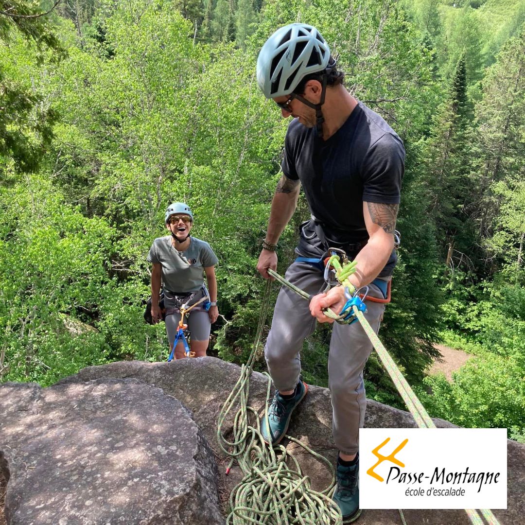 top-rope rock climbing transition with Passe-Montagne in Val-David