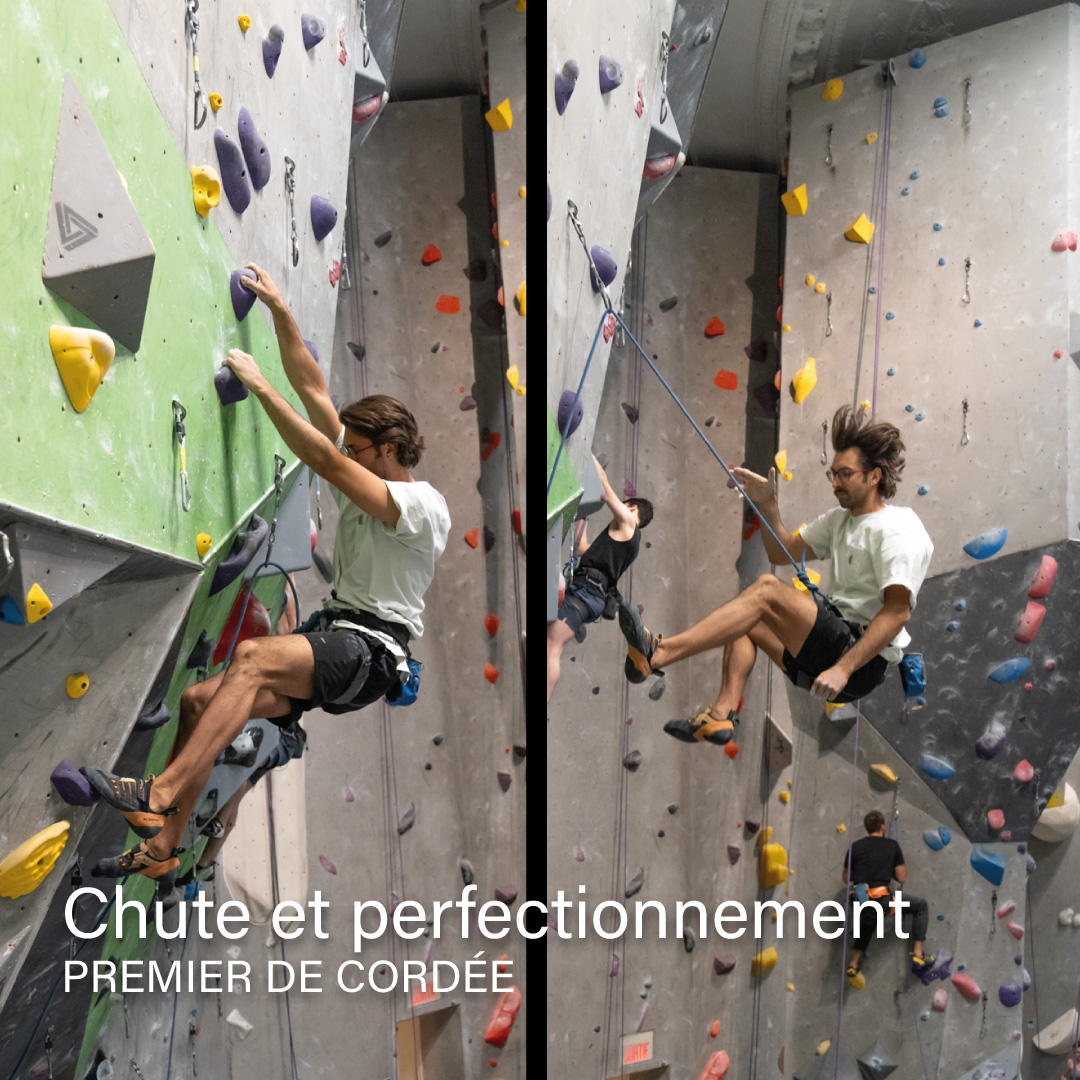 cours d'escalade chute et perfectionnement en premier de cordée à Zéro Gravité