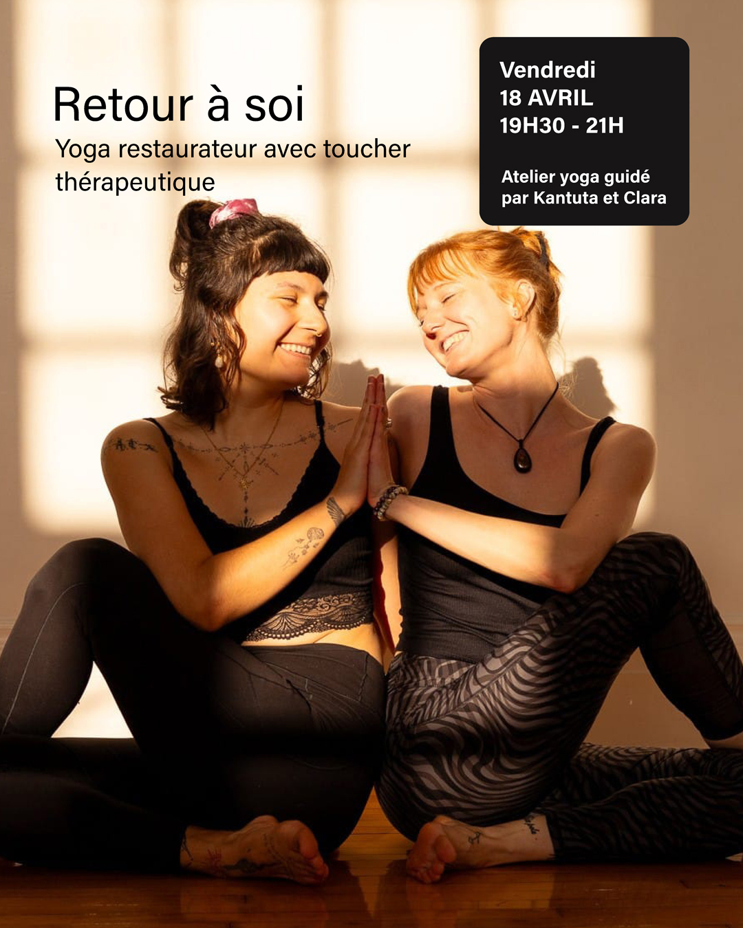 atelier yoga guidé par Clara et Tantuka retour à soi Zero Gravité studio de yoga Montréal